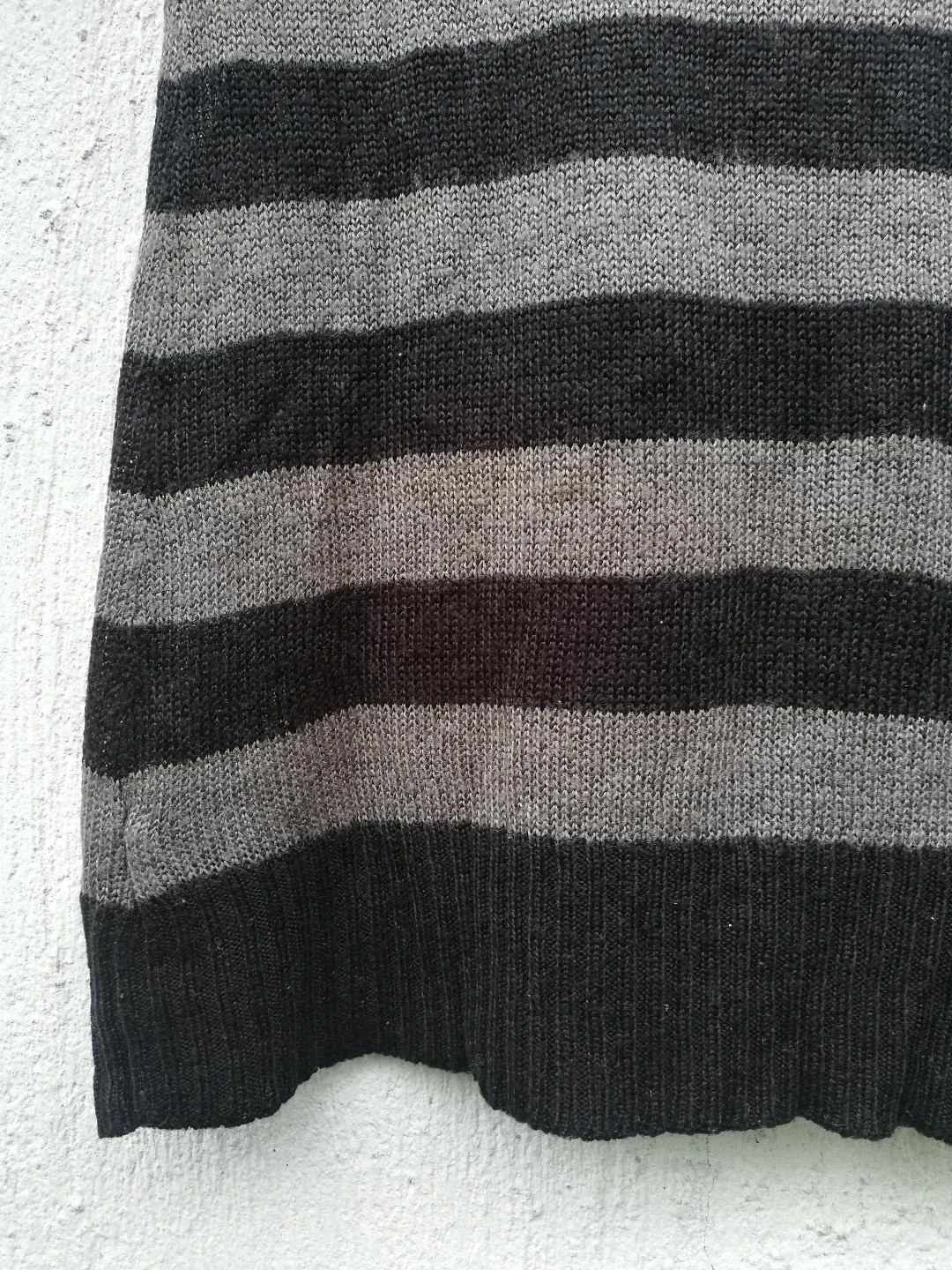 Winterjurk/overgooi van wol/gebreid gestreept zwart/taupe grijs TXL (maat klein) – photo 10